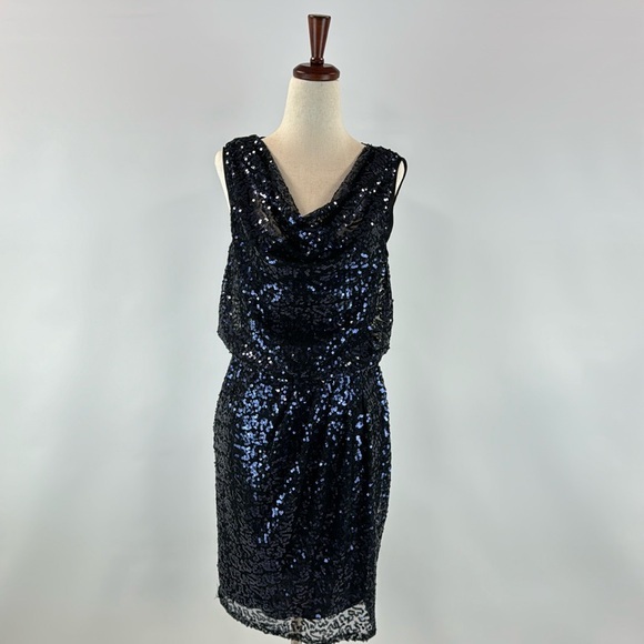 Navy Sequined Party Holiday New Year's Dress - Picture 1 of 6